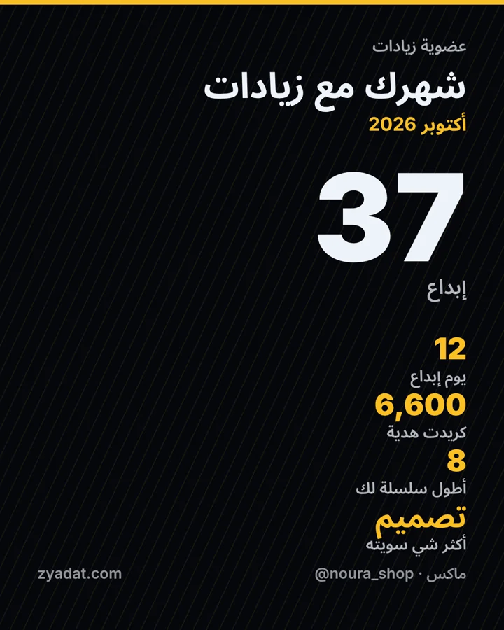 بطاقة «شهرك مع زيادات»: 37 إبداع و12 يوم إبداع و6,600 كريدت هدية وأطول سلسلة 8 أيام
