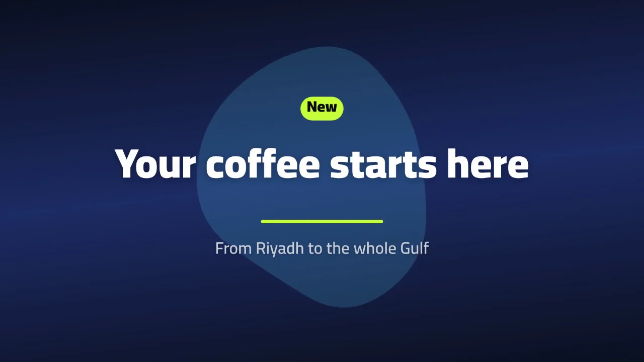 The first 20 seconds of a long studio video for Riyadh Beans, in widescreen