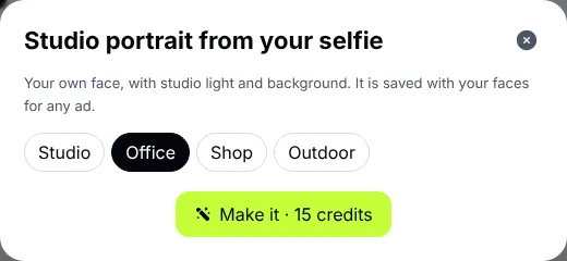 The studio portrait window: choosing a studio, office, shop or outdoor background, with its price